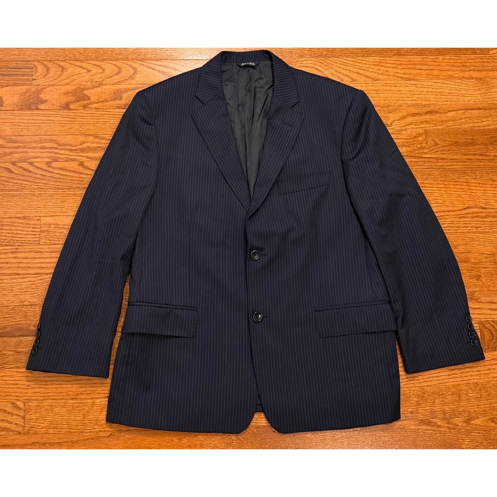 Ermenegildo Zegna Traveller Navy Pinstripe Wool Silk Blazer 40R Italy Mobster